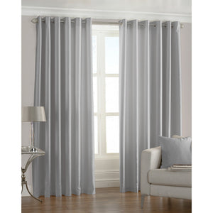 Riva Home Fiji Faux Silk Ringtop Curtains (Steel) (90 x 90 inch)