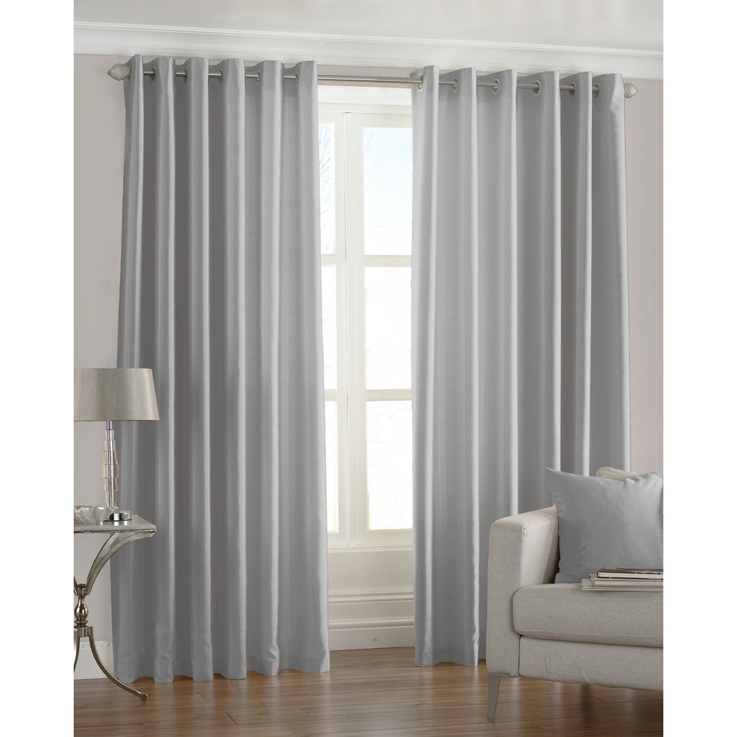Riva Home Fiji Faux Silk Ringtop Curtains (Steel) (66 x 72 inch)