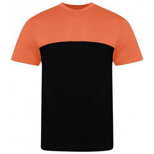 Awdis Unisex Adult Colour Block T-Shirt (Black/Light Orange)