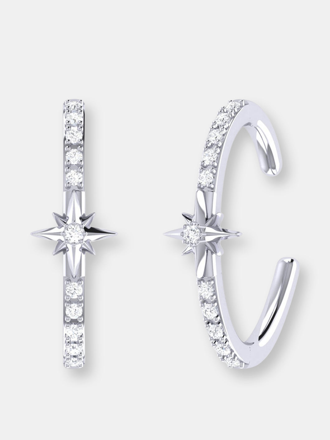 Starry Lane Diamond Ear Cuffs in Sterling Silver
