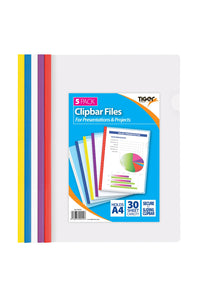 Tiger A4 Clipbar File (Pack of 5) (Multicolored) (One Size)
