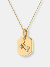 Load image into Gallery viewer, Gemini Twin Moonstone &amp; Diamond Constellation Tag Pendant Necklace In 14K Yellow Gold Vermeil On Sterling Silver