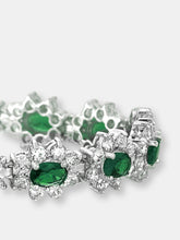 Load image into Gallery viewer, .925 Sterling Silver Emerald Cubic Zirconia Bracelet