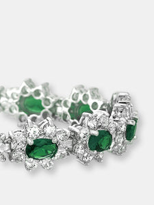 .925 Sterling Silver Emerald Cubic Zirconia Bracelet