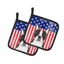 Load image into Gallery viewer, American Flag and Boston Terrier Pair of Pot Holders