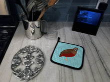 Load image into Gallery viewer, Chinese Painted or King Quail Blue Check Pair of Pot Holders