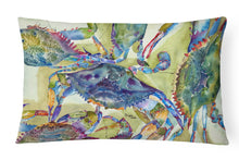 Load image into Gallery viewer, 12 in x 16 in  Outdoor Throw Pillow Blue Crab All Over Canvas Fabric Decorative Pillow