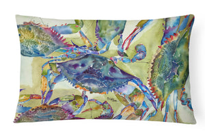 12 in x 16 in  Outdoor Throw Pillow Blue Crab All Over Canvas Fabric Decorative Pillow