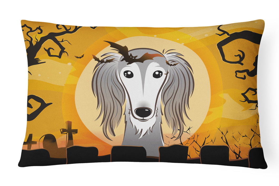 12 in x 16 in  Outdoor Throw Pillow Halloween Saluki Canvas Fabric Decorative Pillow