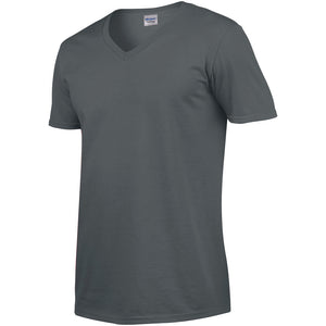 Gildan Mens Soft Style V-Neck Short Sleeve T-Shirt (Charcoal)