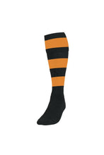 Load image into Gallery viewer, Precision Unisex Adult Hooped Football Socks (Black/Amber Glow)