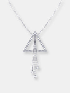 Skyline Triangle Bolo Adjustable Diamond Lariat Necklace In Sterling Silver