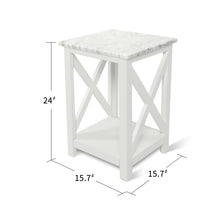 Load image into Gallery viewer, Agatha 15&quot; Square Italian Carrara White Marble Side Table With white Color Solid Wood Legs