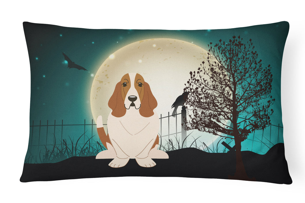 12 in x 16 in  Outdoor Throw Pillow Halloween Scary Basset Hound Canvas Fabric Decorative Pillow