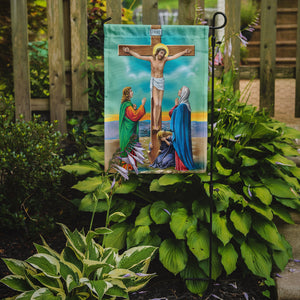 Jesus on the Cross Crucifixion Garden Flag 2-Sided 2-Ply