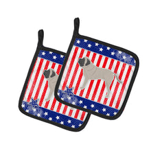 Load image into Gallery viewer, USA Patriotic English Mastiff Pair of Pot Holders