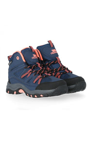Trespass Childrens/Kids Gillon Mid Cut Walking Boots (Navy/Neon Coral)