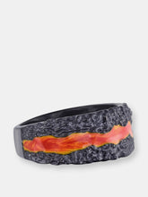 Load image into Gallery viewer, Fire in My Soul Black Rhodium Plated Sterling Silver Textured Red Orange Enamel Band Ring