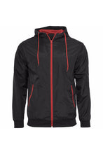 Load image into Gallery viewer, Build Your Brand Mens Zip Up Wind Runner Jacket (Black/Red)