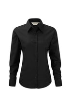 Load image into Gallery viewer, Russell Collection Ladies/Womens Long Sleeve Easy Care Oxford Shirt (Black)