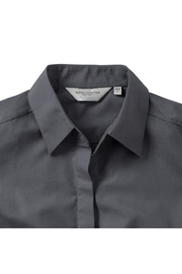 Russell Collection Ladies 3/4 Sleeve Poly-Cotton Easy Care Fitted Poplin Shirt (Convoy Gray)