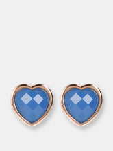 Load image into Gallery viewer, Heart Stud Earrings with Natural Stone - Golden Rose/Blue