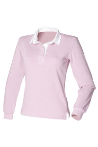 Front Row Womens/Ladies Long Sleeve Original Rugby Shirt (Dusky Pink)