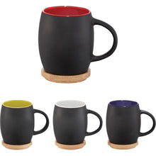 Load image into Gallery viewer, Avenue Hearth Ceramic Mug With Wood Lid/Coaster (Solid Black/Lime) (4.1 x 3 inches)