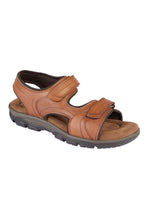 Load image into Gallery viewer, Mens Leather Twin Touch Fastening Sandal - Tan