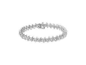 .925 Sterling Silver 1 Cttw Prong-Set Diamond Link Bracelet