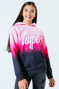 Childrens/Kids Fade Hoodie - Pink/Black/White