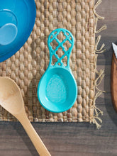 Load image into Gallery viewer, Lattice Collection Cast Iron Spoon Rest, Turquoise