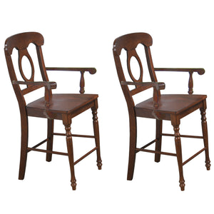 Andrews Bravo 42.5" High Back 24" Bar Stool With Solid Wood Seat (Set Of 2)