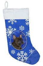 Load image into Gallery viewer, French Bulldog Winter Snowflakes Holiday Christmas Stocking