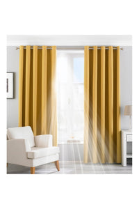 Riva Paoletti Eclipse Ringtop Eyelet Curtains (Ochre Yellow) (46 x 54 in)