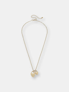 Mia Heart Padlock Charm Necklace in Worn Gold