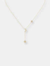 Load image into Gallery viewer, Crescent North Star Diamond Drop Necklace In 14K Gold Vermeil On Sterling Silver
