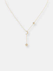 Crescent North Star Diamond Drop Necklace In 14K Gold Vermeil On Sterling Silver