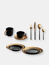 Load image into Gallery viewer, BergHOFF GEM 40Pcs Dinnerware &amp; Flatware Set, Black &amp; Gold
