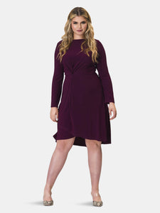 Erin Dress in Textured Crepe Dark Purple (Curve)