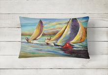 Load image into Gallery viewer, 12 in x 16 in  Outdoor Throw Pillow Knost Regatta Pass Christian Sailboats Canvas Fabric Decorative Pillow
