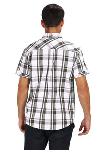 Mens Deakin III Short Sleeve Checked Shirt - White/Grape Leaf