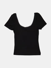 Load image into Gallery viewer, The Gabby Lace Trim Black Tee