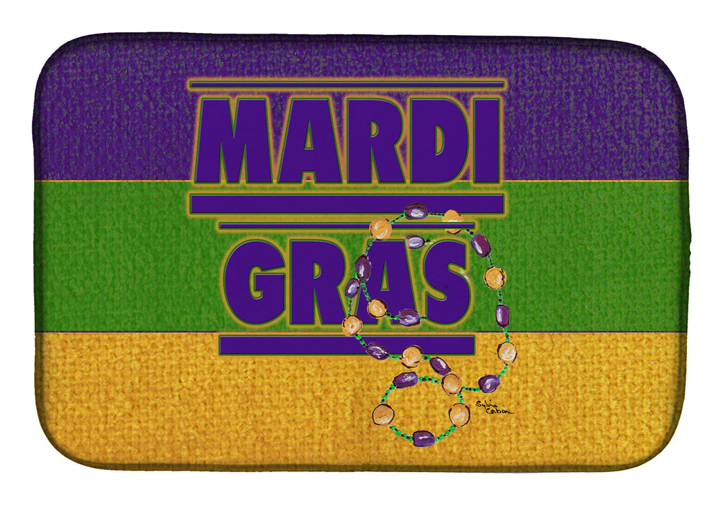 14 in x 21 in Mardi Gras with Beads Dish Drying Mat