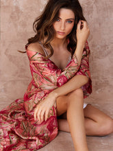 Load image into Gallery viewer, Rose Lily Silk Kimono Robe