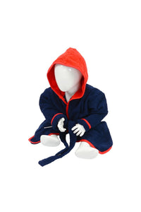 A&R Towels Baby/Toddler Babiezz Hooded Bathrobe (French Navy/Fire Red) (12/24 Months)