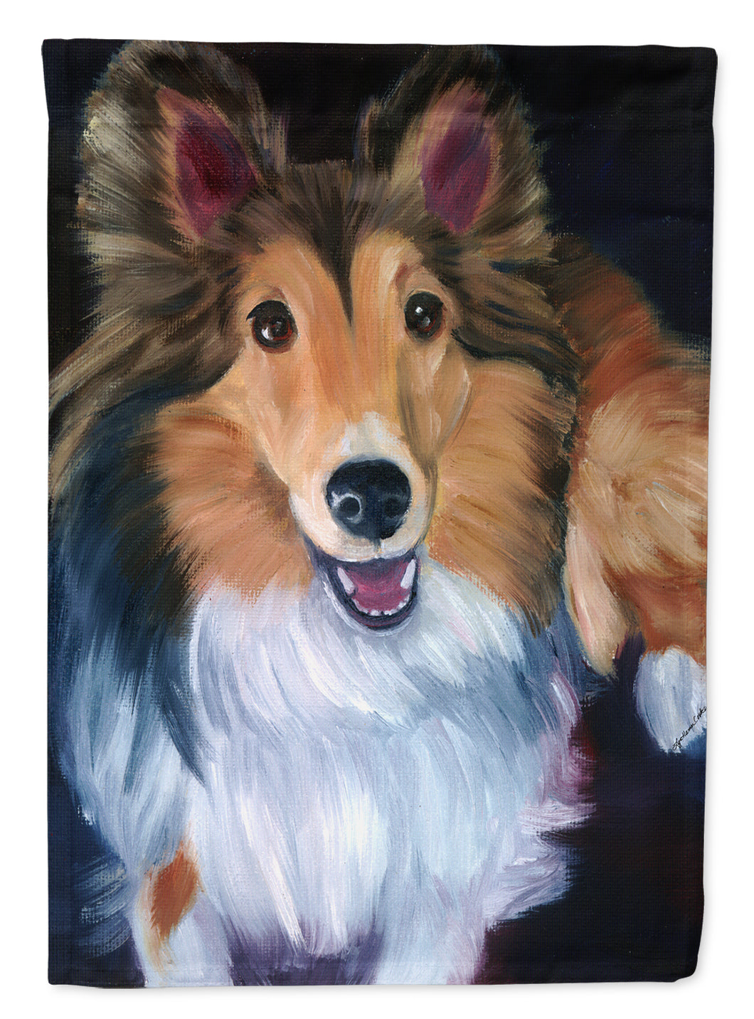 11 x 15 1/2 in. Polyester Sheltie Stand Off Garden Flag 2-Sided 2-Ply