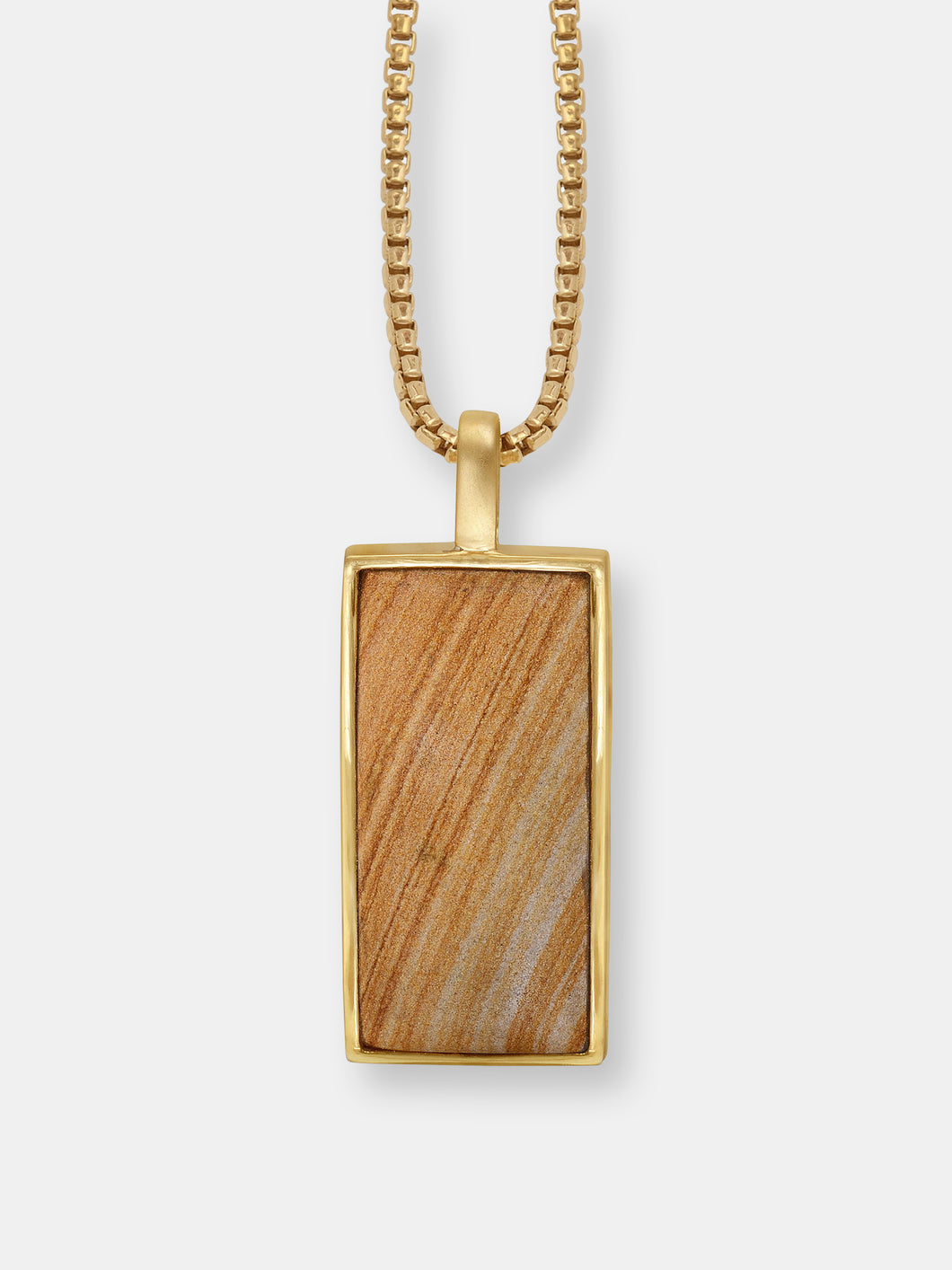 Wood Jasper Stone Tag in 14K Yellow Gold Plated Sterling Silver