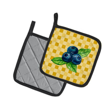 Load image into Gallery viewer, Blueberries on Basketweave Pair of Pot Holders