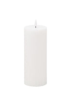 Load image into Gallery viewer, Luxe Collection Ribbed Natural Glow Electric Candle - White - 23cm x 9cm x 9cm